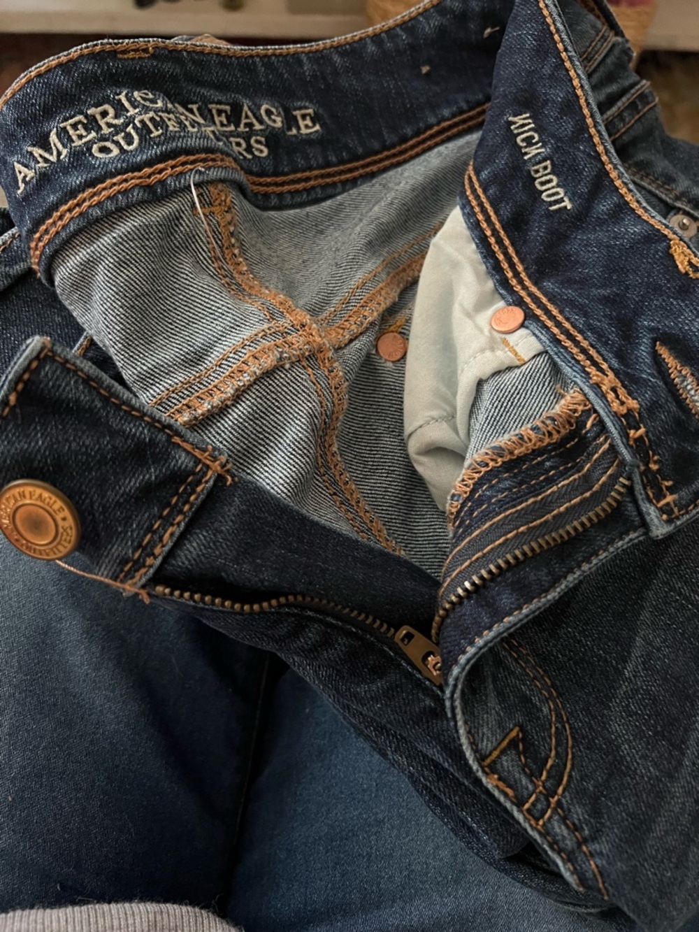 American Eagle Outfitters Women’s Dark Blue High Boot Jeans